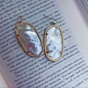 Danielle Gold Statement Earrings In Ivory Mother-Of-Pearl